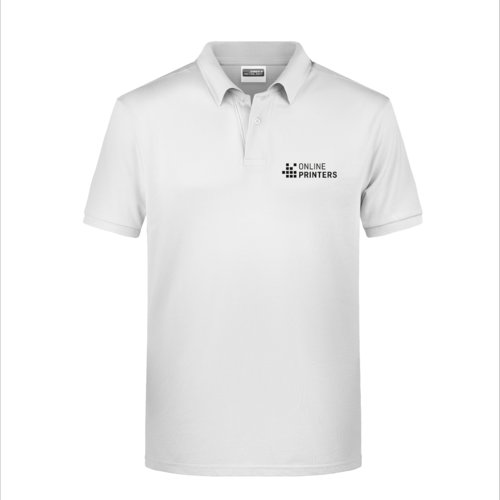White cotton polo shirt for men with a short button placket.
