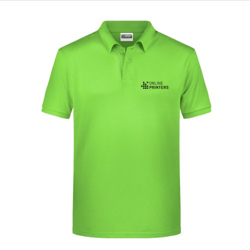 Apple green cotton polo shirt for men with short sleeves.