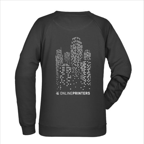 Black cotton-polyester women's sweatshirt with round neck.