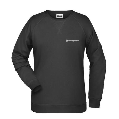 Black women's sweatshirt in cotton blend with a round neckline.