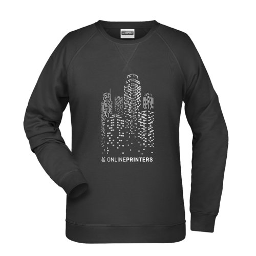 Black cotton-polyester sweatshirt for women.