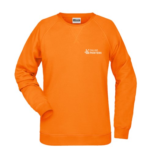 Orange cotton-polyester sweatshirt for women.