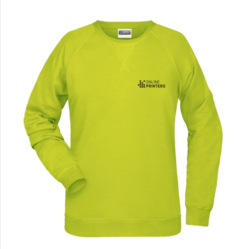 Neon yellow cotton-polyester blend women's sweatshirt.