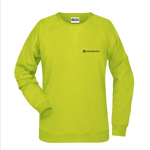 Neon yellow cotton-polyester blend women's sweatshirt.