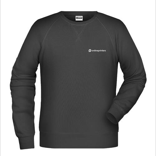 Black cotton-polyester sweatshirt for men with long sleeves.