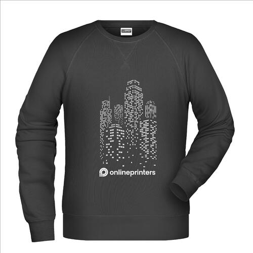 Black cotton-blend men's sweatshirt with long sleeves.