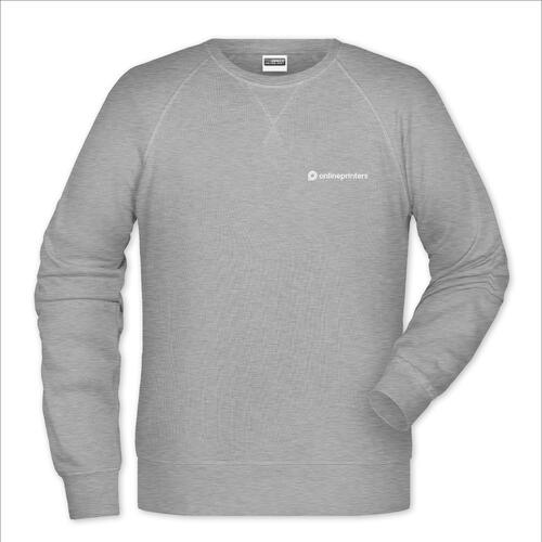 Heather gray cotton-polyester blend sweatshirt for men.
