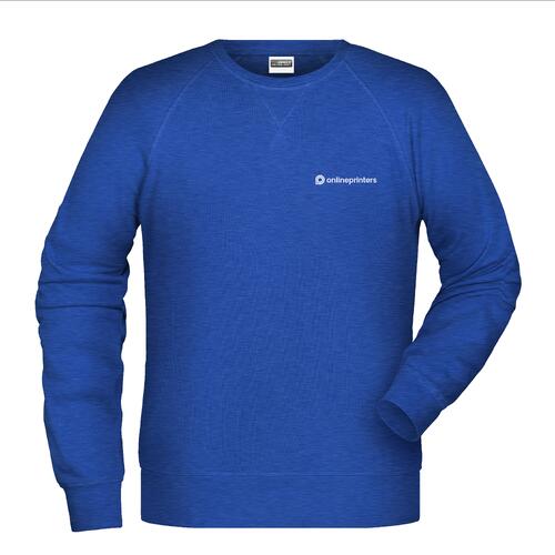 Blue heathered cotton-polyester sweatshirt for men.