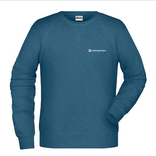 Petrol heathered cotton-polyester blend men's sweatshirt.
