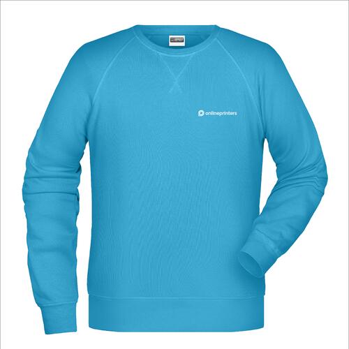 Turquoise cotton-polyester blend sweatshirt for men.