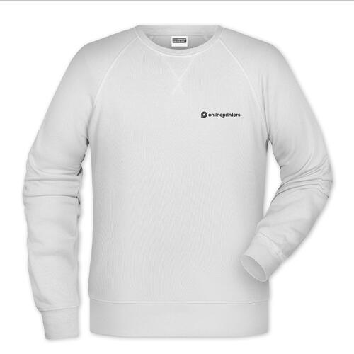 White cotton-polyester blend sweatshirt for men.