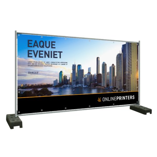 PVC banner with eyelets for attachment.