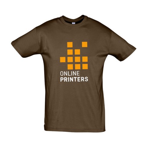 Brown cotton T-shirt with short sleeves and crew neck.