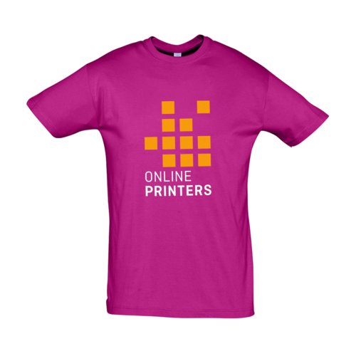 Fuchsia cotton T-shirt with short sleeves.