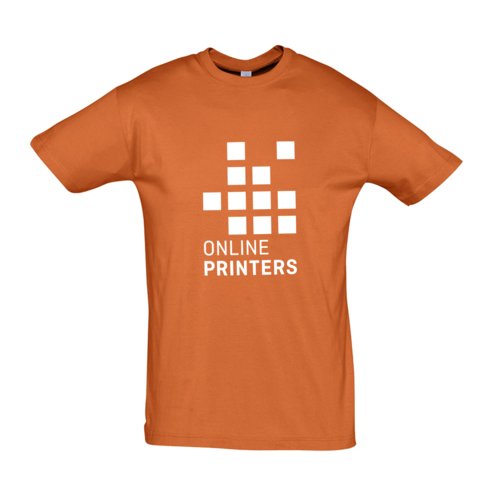 Orange cotton T-shirt with short sleeves and crew neck.