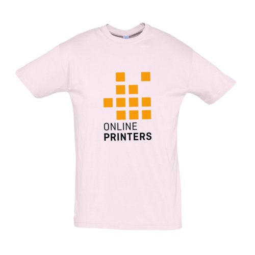 Light pink cotton T-shirt with short sleeves, unisex cut.