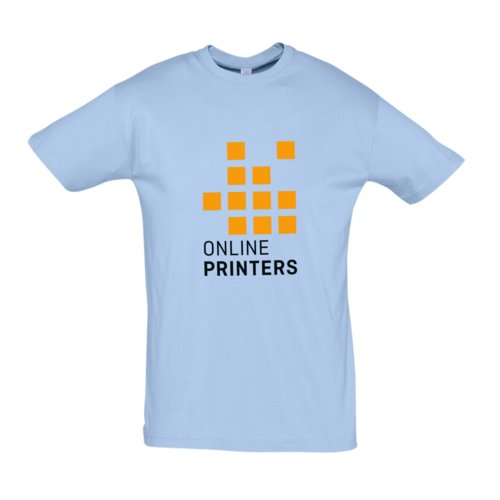 Sky blue unisex cotton T-shirt with short sleeves.