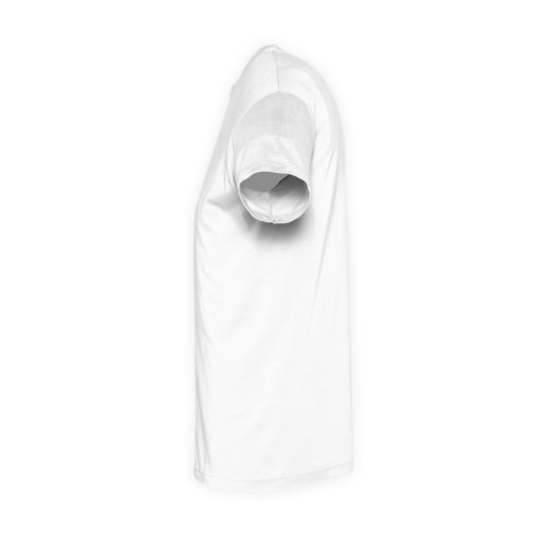 White cotton unisex t-shirt with short sleeves.