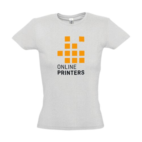 Grey cotton T-shirt for women with short sleeves.