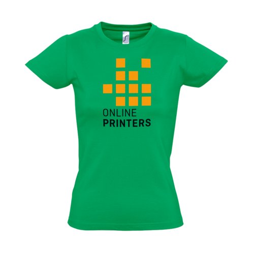 Green cotton T-shirt with short sleeves.