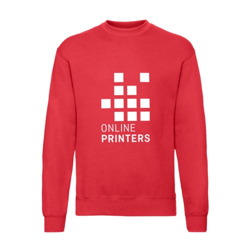 Red cotton blend sweatshirt for men with long sleeves.