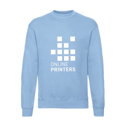 Sky blue cotton-blend sweatshirt for men with long sleeves.