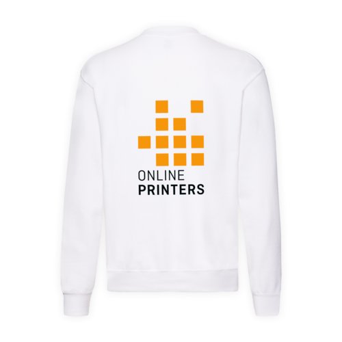 White cotton blend sweatshirt for men with long sleeves.
