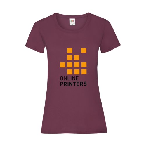 Burgundy cotton T-shirt for women with short sleeves.