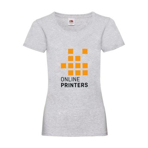 Heather gray cotton T-shirt for women with short sleeves and V-neck.