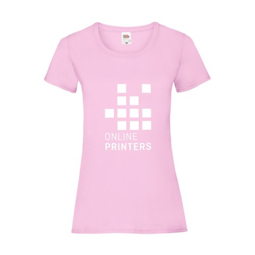 Light pink cotton T-shirt for women with short sleeves.