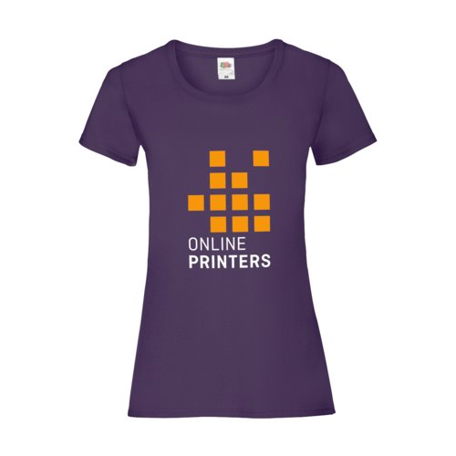 Violet cotton T-shirt for women with short sleeves.