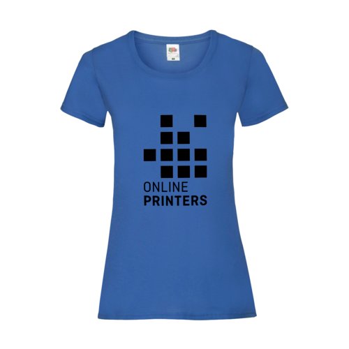 Royal blue cotton women's T-shirt with short sleeves.