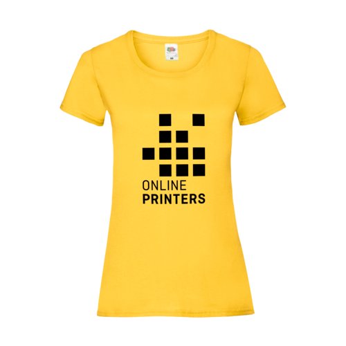 Yellow cotton women's T-shirt with short sleeves.