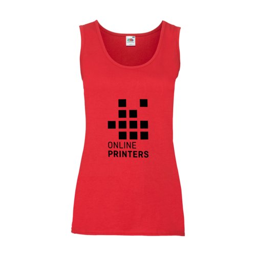 Red cotton tank top for women with ribbed crew neck.