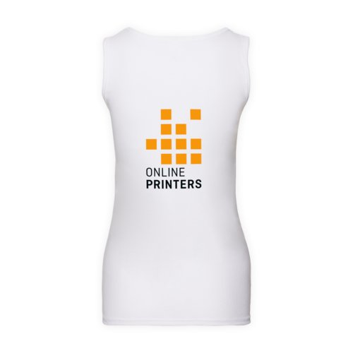 White cotton tank top for women with ribbed trim.