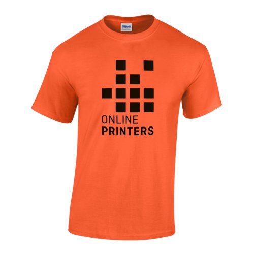 Orange cotton T-shirt for men with short sleeves.
