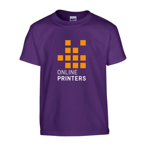 Violet cotton T-shirt, unisex cut, with short sleeves.