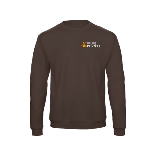 Brown cotton-polyester sweatshirt for men with long sleeves.