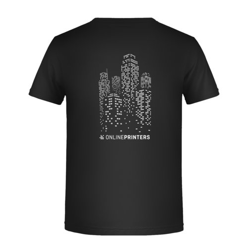 Black cotton T-shirt for boys with short sleeves.
