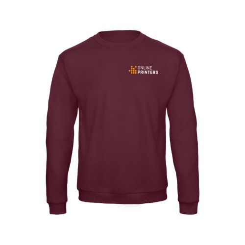 Burgundy polyester-cotton blend sweatshirt.