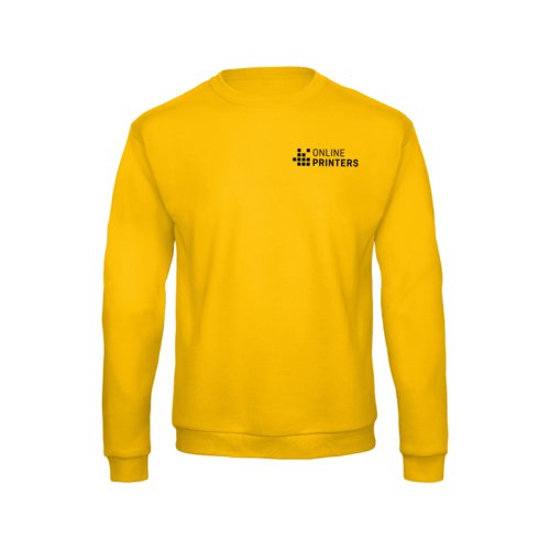 Golden yellow cotton-polyester sweatshirt for men with long sleeves.