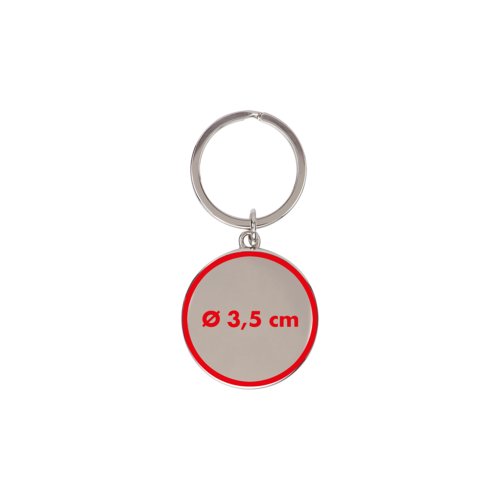 Metal keychain with ring.
