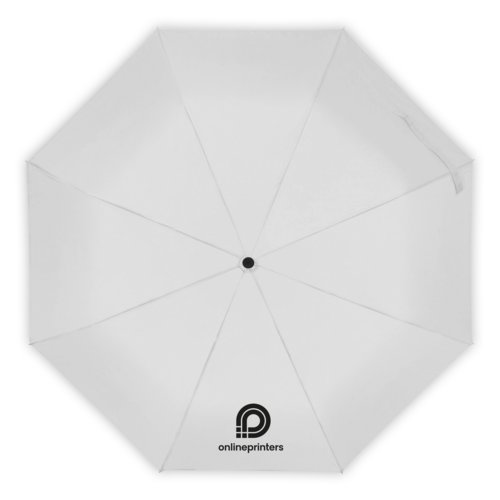 White umbrella with automatic function and cover.