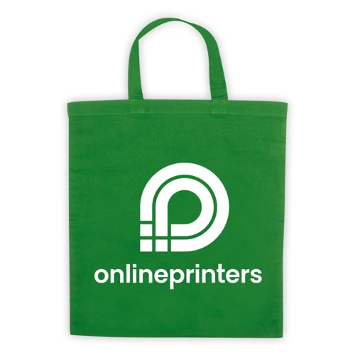 Green cotton tote bag with carrying handles.