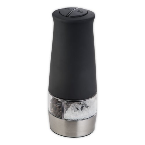 Black electric spice mill with pattern.