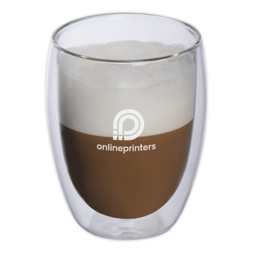 Transparent glass cappuccino cup set with double wall.