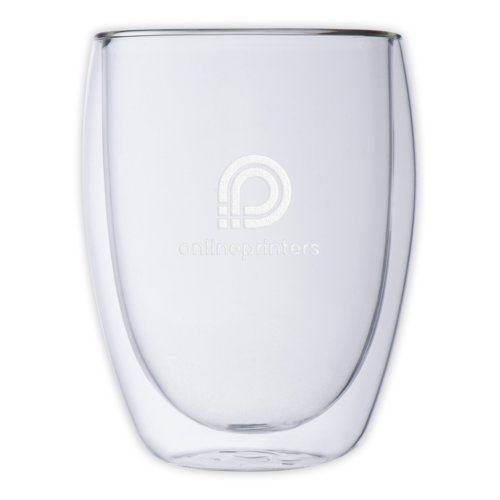 Transparent glass cappuccino cup set, double-walled.