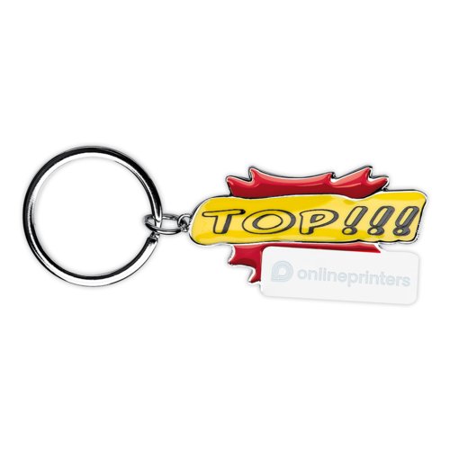 Multicolor metal keychain with ring.