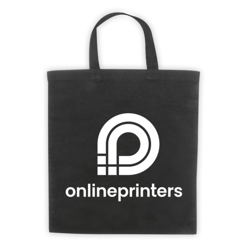 Black cotton tote bag with long handles.