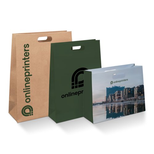 Nat. paper die cut handle bags, 24 x 34 x 10 cm 1